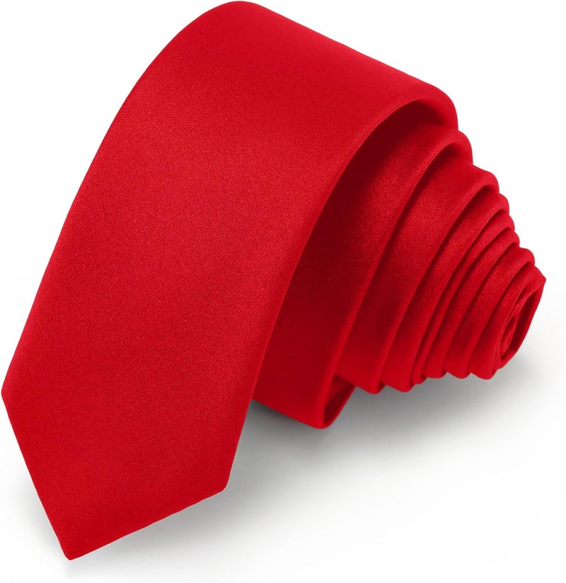 Junmaxroad Store Boys Black Tie Satin Solid Color Necktie for Teen Wedding School Graduation with Gift Box - Image 1
